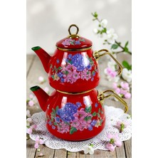 Feyza Design Şık 3,5l Emaye Çaydanlık Takımı, Dayanıklı ve Kullanışlı Tasarım