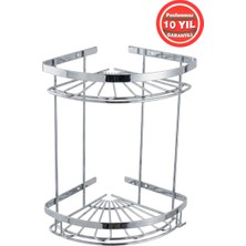 Banyom Home Krom Paslanmaz Çelik SUS304 Kalite Zirve 2'li Şampuanlık Banyo Rafı