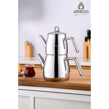 Feyza Design Paslanmaz Çelik Çaydanlık 4 Parça Seti, Şık ve Dayanıklı Tasarım