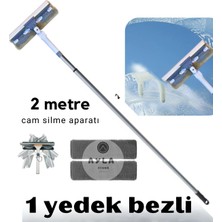 Funflex  2 Metre Çift Taraflı Uzayabilir Yedek Bezli Teleskopik Cam Silme Aparatı