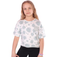 Toontoy Kız Çocuk Baskılı Bisiklet Yaka Kısa Kollu Tişört