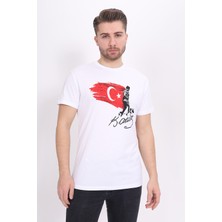 Toontoy Unisex Atatürk Baskılı Bisiklet Yaka Kısa Kollu Tişört