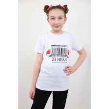 Toontoy Unisex 23 Nisan Baskılı Bisiklet Yaka Kısa Kollu Tişört