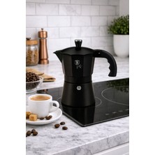 Feyza Design Şık Metalik Siyah Mokapot ve 3 Fincan Seti, Kahve Keyfi
