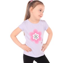 Toontoy Kız Çocuk Baskılı Bisiklet Yaka Kısa Kollu Tişört