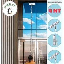 Funflex 4 Metre Teleskopik Cam Silme Aparatı Paspas ve Mop Eklemeli Sap