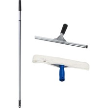 Funflex Metal Cam Çekpas Çek Çek 35 cm +Mikrofiber Peluş+Teleskobik Uzatmalı Sap 3 mt Cam Temizlik Seti.