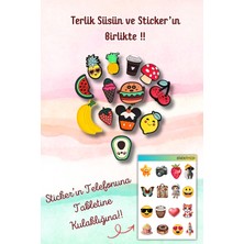 Birikiyedi 13'lü Jibbitz Terlik Süsü Meyveler,muz,dondurma,mantar,kahve,karpuz