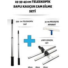 Funflex Cam Silme Seti 3 Boy Çekçek 1,5 Metre Metal Teleskopik Sap 35 Peluş Pratik Kullanışlı Pencere Yıkama
