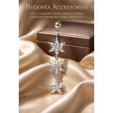 Begonia Accessories 316L Cerrahi Çelik Göbek Piercing Zirkon Taşlı – 2026 Fashion Premium Seri Belly Button Piercing – Kararma Yapmaz, Alerji Karşıtı, Paslanmaz Çelik Göbek Küpesi – Kadın Trend Takı - GP35