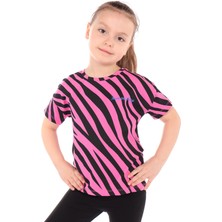 Toontoy Kız Çocuk Baskılı Bisiklet Yaka Kısa Kollu Tişört