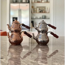 Feyza Design Bakır Çaydanlık, Küçük Boy, Dövme Çiçek Desenli, Şık ve Zarif Tasarım