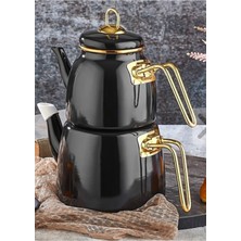 Feyza Design Şık Siyah Emaye Çaydanlık, Dayanıklı ve Pratik Tasarım