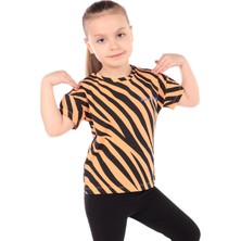 Toontoy Kız Çocuk Baskılı Bisiklet Yaka Kısa Kollu Tişört