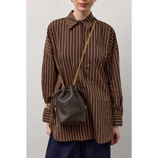 Acı Kahve Bucket Deri Zincirli Çanta