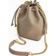 Taş Bucket Deri Zincirli Çanta