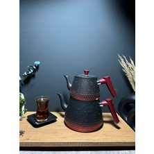 Feyza Design Şık Çift Renk Granit Çaydanlık Takımı, Dayanıklı ve Kullanışlı Set