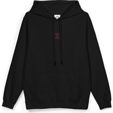 Overoz Doberman Köpek Sırt Baskılı Kapüşonlu Yarı Oversize Unisex Sweatshirt Siyah Hoodie 1193