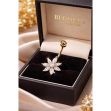 Begonia Accessories 316L Cerrahi Çelik Göbek Piercing Zirkon Taşlı – 2026 Fashion Premium Seri Belly Button Piercing – Kararma Yapmaz, Alerji Karşıtı, Paslanmaz Çelik Göbek Küpesi – Kadın Trend Takı - Gp6