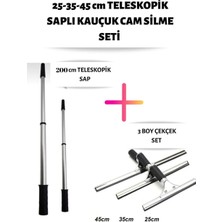 Funflex Cam Silme Seti Teleskopik Saplı 3 Boy Çekçek 2 Metre Metal Sopa Pratik Kullanışlı Pencere Yıkama