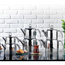 Feyza Design Şık Metal Çaydanlık Takımı, 4 Parça, Modern ve Dayanıklı Tasarım