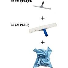 Funflex Camsil Silme Aparatı Çekçek Metal 25CM Mikrofiber Peluş ve Aparatı 35 cm ve Mikrofiber Bez