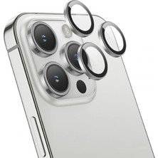 Hoco Crystal Clear iPhone 15 Pro-15 Pro Max Hd 3D Metal Çerçeveli Kamera Koruyucu LENS-(5775)