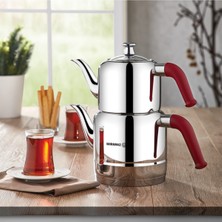Feyza Design Kırmızı Riva Çaydanlık Takımı, Şık ve Kullanışlı Set