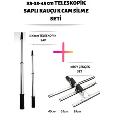 Funflex  Cam Silme Seti Teleskopik Saplı 3 Boy Çekçek 3 Metre Metal Sopa Pratik Kullanışlı Pencere Yıkama