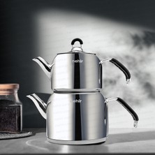 Feyza Design Paslanmaz Çelik Modern Midi Çaydanlık Takımı Gümüş 0-1,99 L