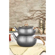 Feyza Design Paslanmaz Çelik 4 Parça Küre Çaydanlık Takımı, Şık ve Dayanıklı