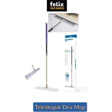 Funflex Dev Boy Mop Yer Silme Paspası / Mikrofiber Bezli / Sağlam Teleskopik Saplı