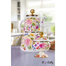 Feyza Design Şık Emaye Çaydanlık ve Şekerlik Takımı – Zarif ve Dayanıklı Set