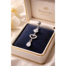 Begonia Accessories 316L Cerrahi Çelik Göbek Piercing Zirkon Taşlı – 2026 Fashion Premium Seri Belly Button Piercing – Kararma Yapmaz, Alerji Karşıtı, Paslanmaz Çelik Göbek Küpesi – Kadın Trend Takı - GP41