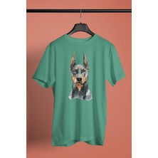 Darkhane Asil Köpek Doberman Unisex Su Yeşili Tişört - T-Shirt UT001