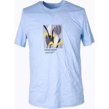 Trender 26Y595000006 Açık Mavi Erkek T-Shirt Random O Yaka Baskıl