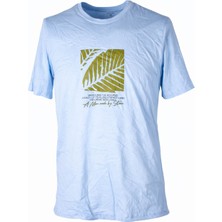 Trender 26Y595000010 Açık Mavi Erkek T-Shirt Yaprak O Yaka Baskılı