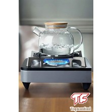 Feyza Design 900 ml Bambu Kapaklı Isıya Dayanıklı Cam Bitki Çayı Demliği