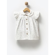 Bubbles %100 Organik Pamuk Küçük Çiçek Önden Düğmeli Kız Müslin Elbise