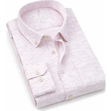 Varetta Erkek Pembe Gömlek Melanjlı Uzun Kollu Cepli Klasik Kesim Yaka Düğmeli