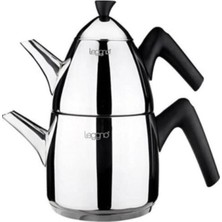 Feyza Design Şık Siyah Çaydanlık Seti, 0,75L ve 1,5l Kapasiteli, Modern Tasarım