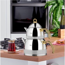 Feyza Design Indüksiyon Tabanlı Aile Boyu Şık Gold Çaydanlık