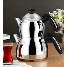 Feyza Design Paslanmaz Çelik Mini Çaydanlık Seti, 0,75 Lt Demlik ve 1,40 Lt Suluk