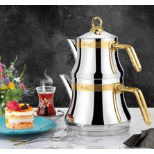 Feyza Design Paslanmaz Çelik Mini Boy Çaydanlık, Kemerli ve Kulplu, Dayanıklı Tasarım