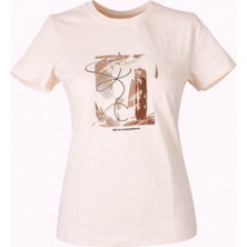 Trender 26YL71595006 Bej Kadın T-Shirt Sonbahar Baskı