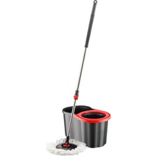 Özgürce Mikrofiber Temizlik Seti 14 Lt Döner Başlıklı Kovası Siyah Kırmızı