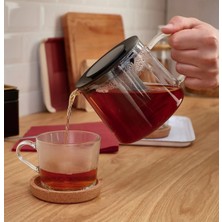 Feyza Design Şeffaf Cam Demlik 600 Ml, Süzgeçli, Yükseklik 10 Cm, Bitki Çayı Için Ideal