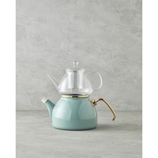 Feyza Design Büyük Emaye Çaydanlık, Şık ve Dayanıklı Tasarım, Hızlı Isınma