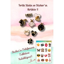Birikiyedi 8 Li Set Taşlı Jibbitz Terlik Süsü (Malzemesi Plastiktir) Kalp,uğur Böceği,love