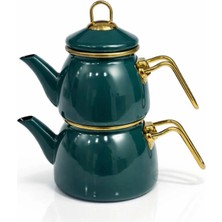 Feyza Design Petrol Yeşili Mini Emaye Çaydanlık, Şık ve Dayanıklı Tasarım